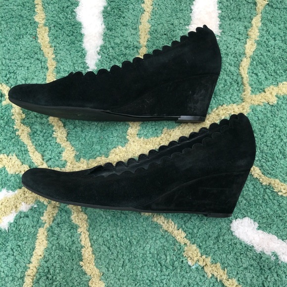 Suede Wedge Heels with Scalloping - Picture 3 of 4